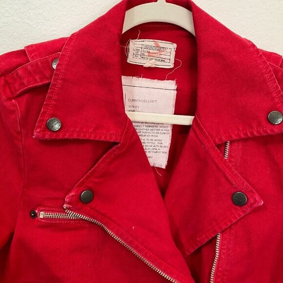 Current/Elliot Denim The Biker Jacket in Victory Red ASO Aria Montgomery - Picture 6 of 10